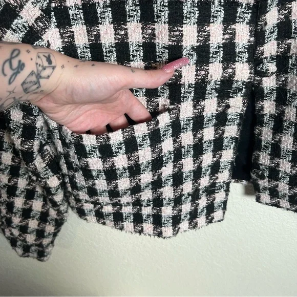 Anthropologie Hutch pink and black plaid blazer - Picture 4 of 6
